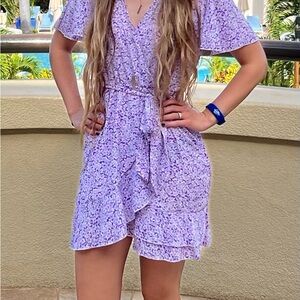 Floral Purple Wrap Dress